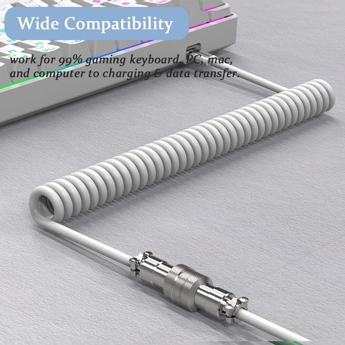 Cable USB C personalizado resorte enrollado metal aviador para PC Mac PS4 teclado Xbox - Imagen 41 de 62