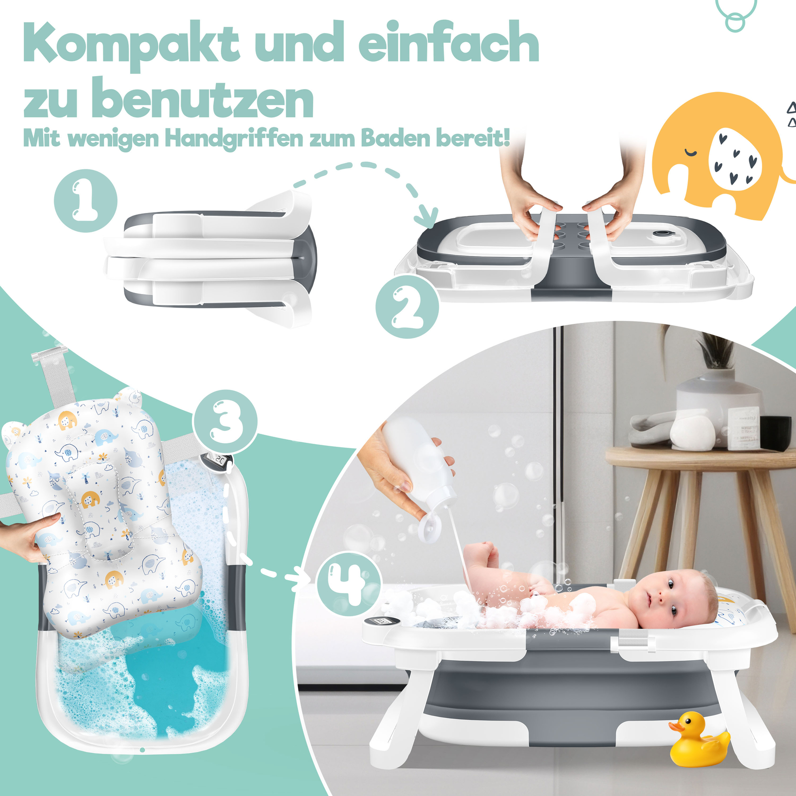 KIDIZ Baby Badewanne Babywanne Klein Kinder 0-24 Monate Duschwanne Badebecken