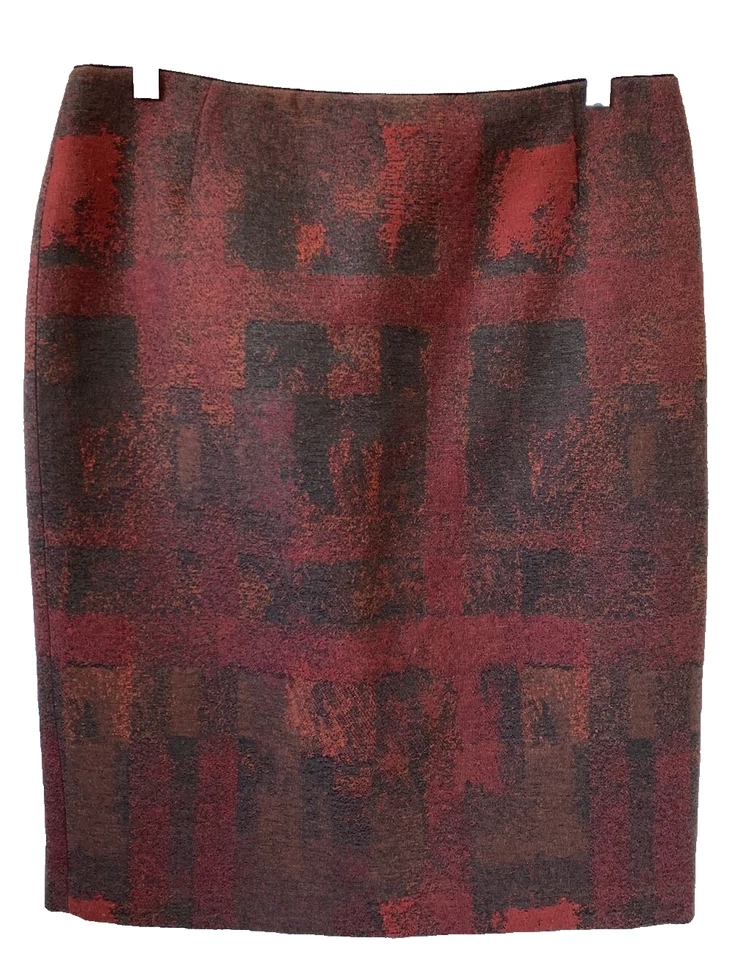 Lafayette 148 New York Red Revelin Sz 12 Wool Blend Pencil Skirt