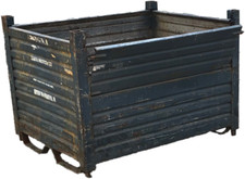 Used Corrugated Steel Tote Box - Drop Gate - 42" X 53" X 29"