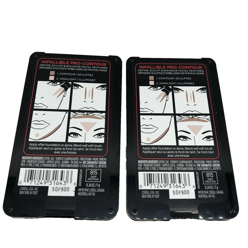 L'oreal Infallible Pro-Contour Contour & Highlight Palette 815 Deep Lot Of 2 - Picture 3 of 8