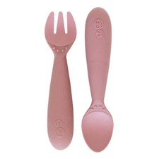 EZPZ Quality Safe Mini Utensils Toddler-Friendly Fork and Spoon for Self-Feeding