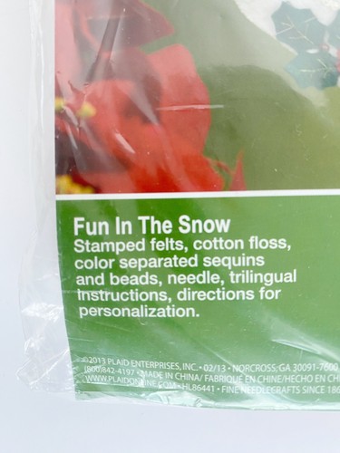 Bucilla Embellished Felt Stocking Kit Fun in the Snow Snowmen Christmas New - Picture 2 of 6
