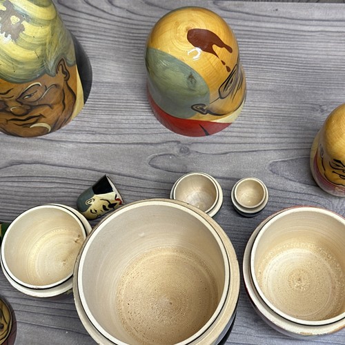 Matrioska Nesting Bambole Vintage Russo Sovietico Leader Set di 7 Dipinte a Mano - Foto 11 di 12