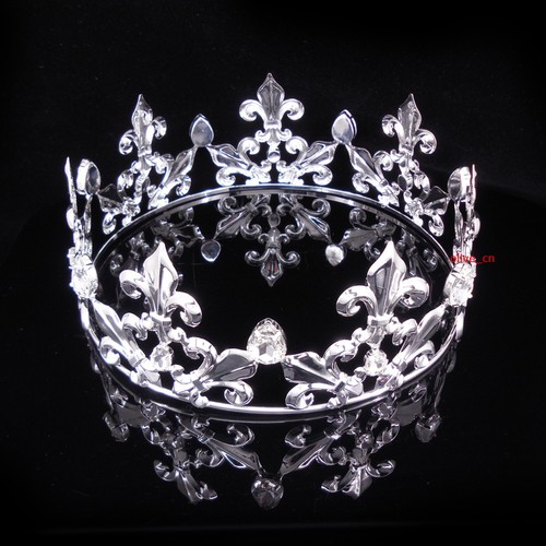 Corona in metallo da uomo imperiale medievale fiore di giglio argento re alta 7 cm 56,5 cm cerchio - Foto 4 di 4
