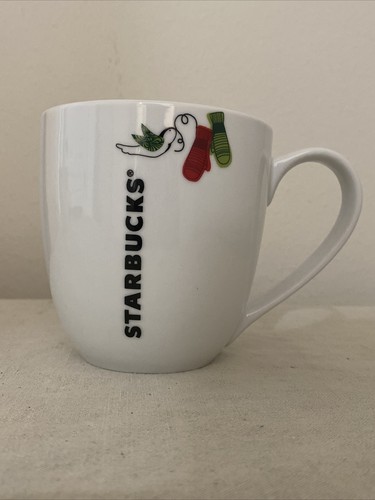 STARBUCKS Christmas 2011 Mug Cup Red Green Mittens Dove Holiday - Picture 2 of 5