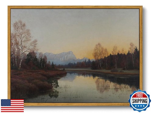 Arte de pared de lienzo de paisaje vintage OIQArtOIQ enmarcado pintura de paisaje natural A - Imagen 1 de 5