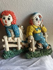 Bobbs Merrill Raggedy Ann Raggedy Andy Wall Decor Plaques Set 2 1977 Vintage