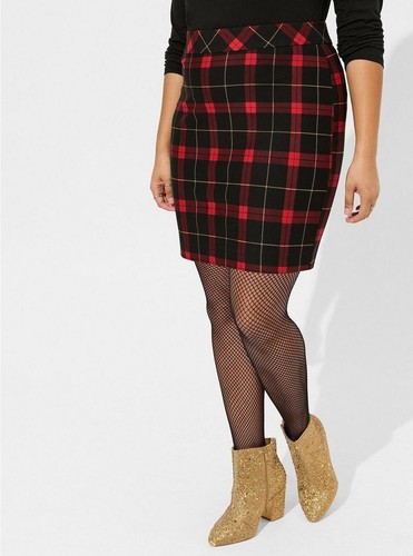 Falda Torrid Betsey Johnson Roja a Cuadros Nueva con Etiquetas Nueva 1X - Imagen 7 de 9