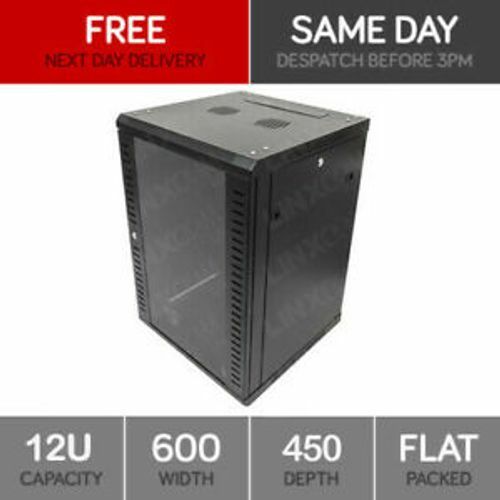 12U Server Rack Network Cabinet 19 inch 600x450mm Black - Picture 1 of 7