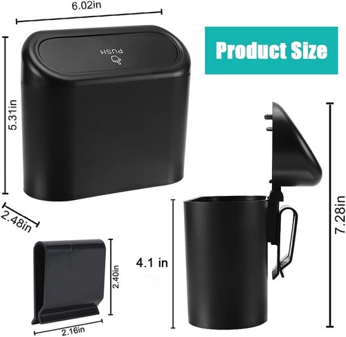 Mini Car Trash Can With Lid Car Seat Rear Hanging Storage Box Automotive Supplie - Picture 2 of 14
