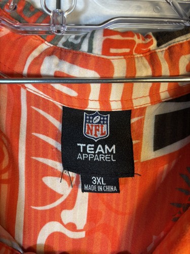 Herren Cleveland Browns orange/hellbraun Tiki Blumenmuster Knopfleiste gewebtes T-Shirt-Herren 3XL - Bild 2 von 3