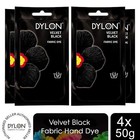 Sachet de teinture pour tissu main Dylon, noir intense, 4 paquets de 50 g