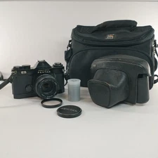 Honeywell Pentax ES 35mm SLR Film Camera Black With Lens Shell Case & Camera Bag