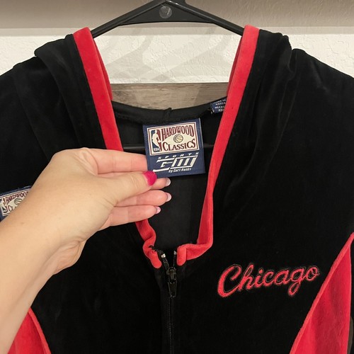 Vintage NBA Hardwood Classics Chicago Bulls Velour Dress Long Sleeve Hooded Sz M - Picture 3 of 9