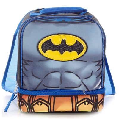 BATMAN DC COMICS Lead Safe Dual Chamber Insulated Lunch Bag Box Tote w/  Cape NWT