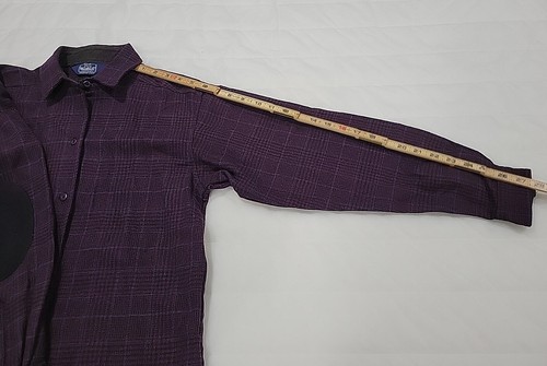 Vtg Woolrich Woman Wool Plaid Shirt Sz 6 Shacket Elbow Patches Purple USA Made - Picture 10 of 11