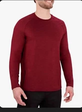 Long Sleeve Shirt Men’s Tech Crew, 2x Soft Brushed Fabric Stretch Zip Pocket NWT