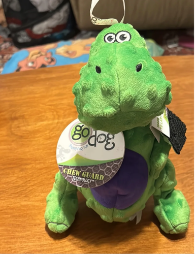 GoDog T-Rex Plüschtier Hundespielzeug mit Quietscher grün groß 9 Zoll - Bild 3 von 3