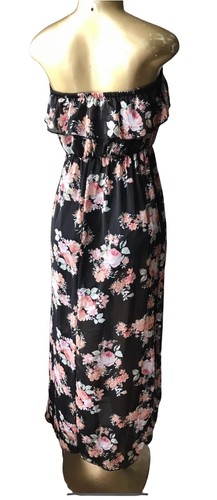 NO BOUNDARIES Womens Size Small Strapless Ruffled Floral Print Sun Maxi Dress - Picture 3 of 5
