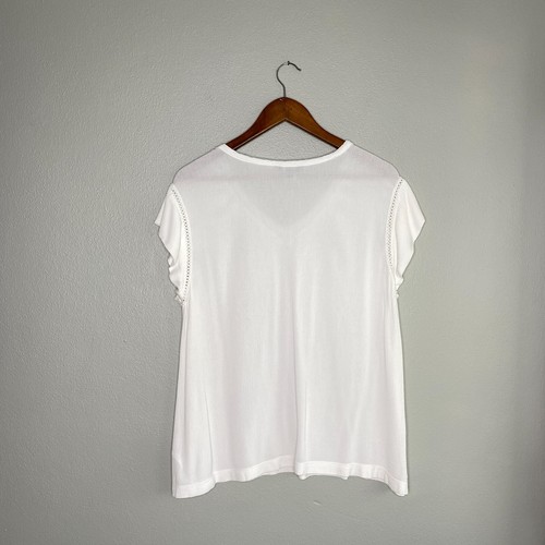 Buffalo David Bitton Damen große leichte V-Ausschnitt Kurzarm Bluse weiß - Bild 4 von 11