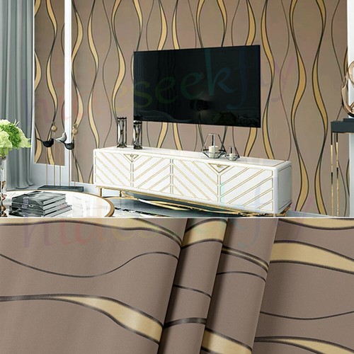 3D Wave Stripe White Wallpaper Living Room Shiny Flock Wall Paper Roll Home Deco - Picture 6 of 37
