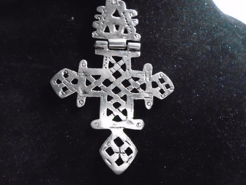 ORIGINAL ÄTHIOPISCH GROSSES SILBER KREUZ ANHÄNGER HALSKETTE 86mm x 61mm mit SCHARNIER - Bild 10 von 12