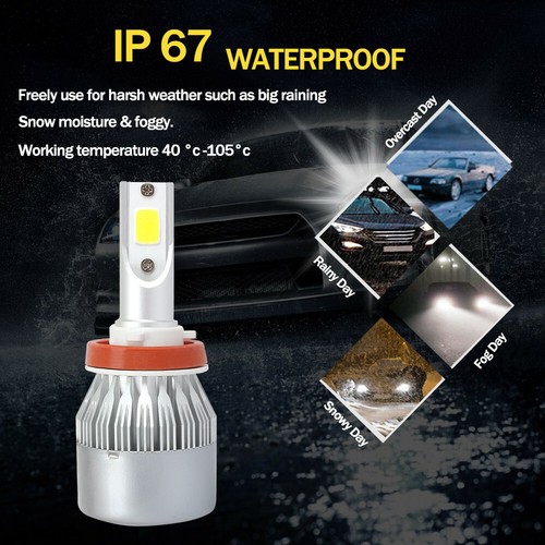 2x 9006 HB4 COB LED Headlight Bulbs 100W 20000LM High Low Beam White Kit 6000K - Picture 6 of 12