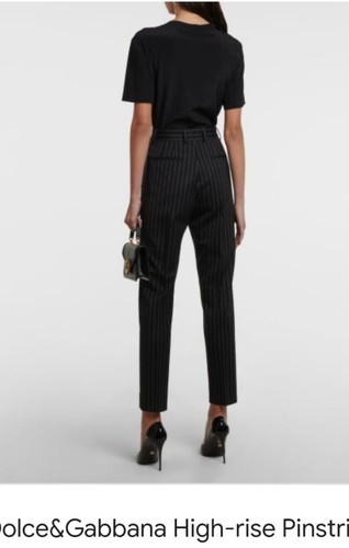 D&G Dolce Gabbana Skinny Slacks High-Waist Trousers Pants Pinstripe Wool IT38 - Picture 2 of 16