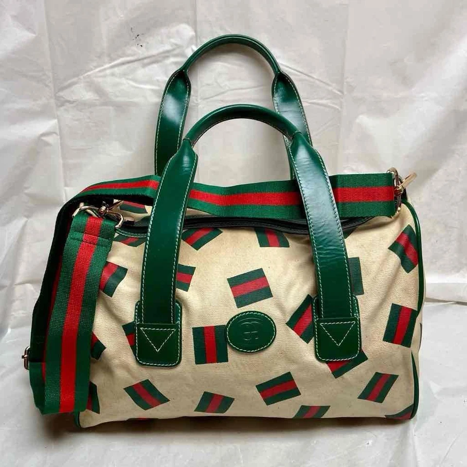 Bolso Bandolera Vintage, Raro, Gucci, Lona Beige, Línea Jerez Foto 2 de 4