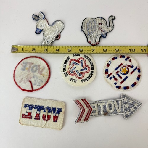 Vintage 70s Embroidered Patch LOT OF 10 Vote! Politics RWB Sew-Ons Novelty USA - Picture 8 of 8