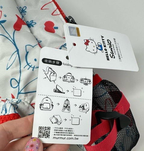 Murmur Sanrio Hello Kitty weiß faltbarer Reiserucksack Tasche lizenziert weiß Neu mit Etikett - Bild 5 von 7