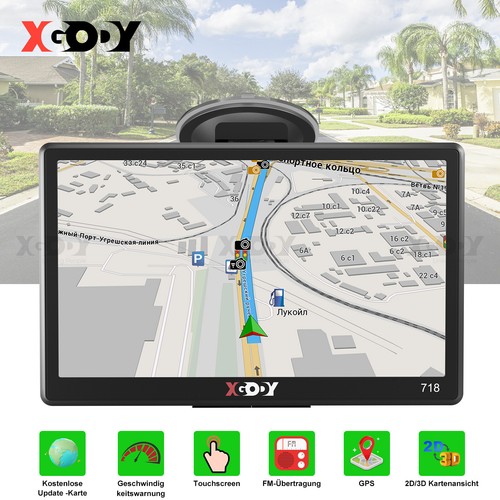7 Zoll GPS Navi Navigation für Auto LKW PKW Navigationsgerät DE Karte XGODY 718 - Bild 1 von 13