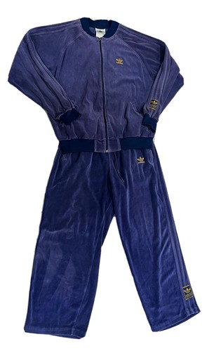 Adidas Velour Vintage 90s Blue Gold Rare Trefoil Tracksuit