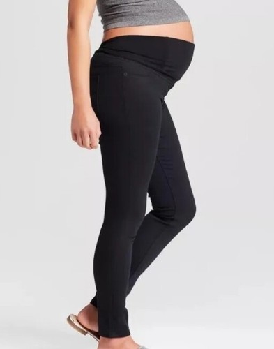 Neu Größe 12 schwarz Umstandsjeans Crossover-Einsatz Skinny Isabel Maternity