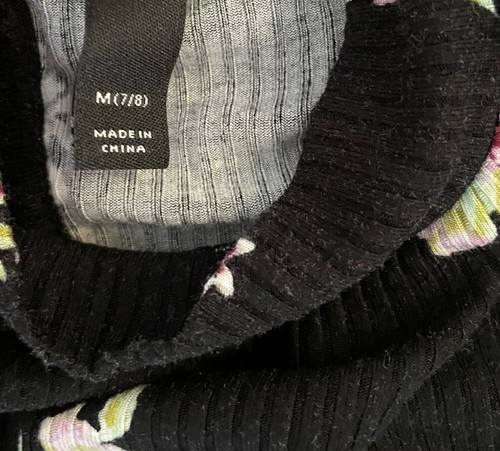 Art Class Target Girls Knit Romper Size M Medium 7/8 Mock Neck Black Floral EUC - Picture 7 of 12