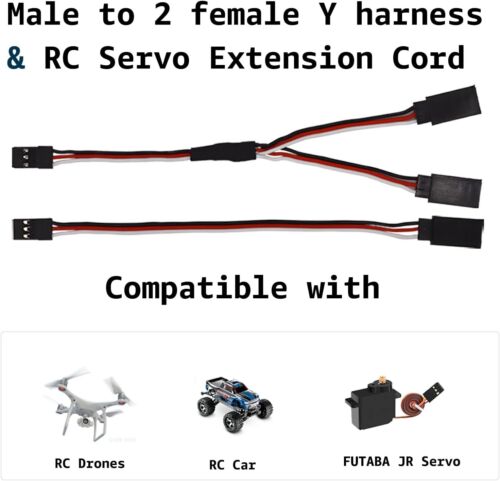 JST Y Splitters 1 Male to 2 Female, RC Servo Y Connector 3 Pin, Servo Y Harness - Picture 2 of 6