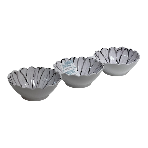 Shabby Chic Melamine Appetizer Dip Tray Daisy 3 Attached Individual Bowls NEW - Picture 6 of 12