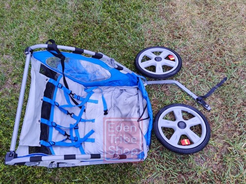 Instep Behind Bike Trailer Carrier for Toddlers Kids Double Seat Blue - Picture 8 of 8