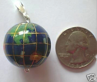 Lapis Inlay Gemstone World Globe Jasper 25mm Pendant Necklace - Lapis World Globe Pendant Lapis Inlay Gemstone World Globe Jasper 25mm Pendant Necklace - Lapis World Globe Pendant