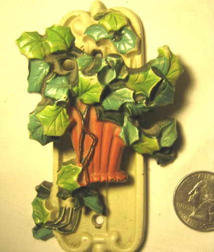 ANTIQUE HUBLEY USA BASKET OF IVY ARCHITECTURAL CAST IRON FLOWER ART DOOR KNOCKER - Picture 2 of 9