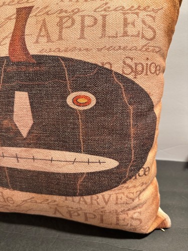 Almohada Primitiva Halloween Calabaza/Jack O Linterna Cremallera 15.5" x15.5" - Imagen 4 de 7