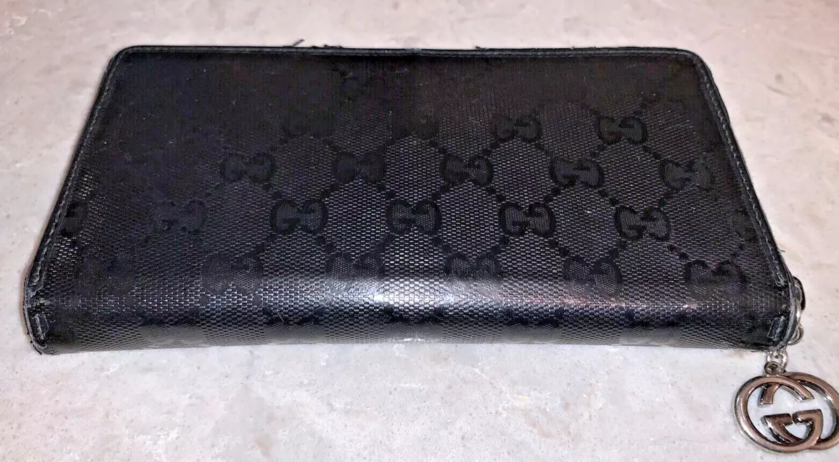 Gucci GG Imprime Zip Around Long Wallet Black PVC/Leather *USED* | eBay