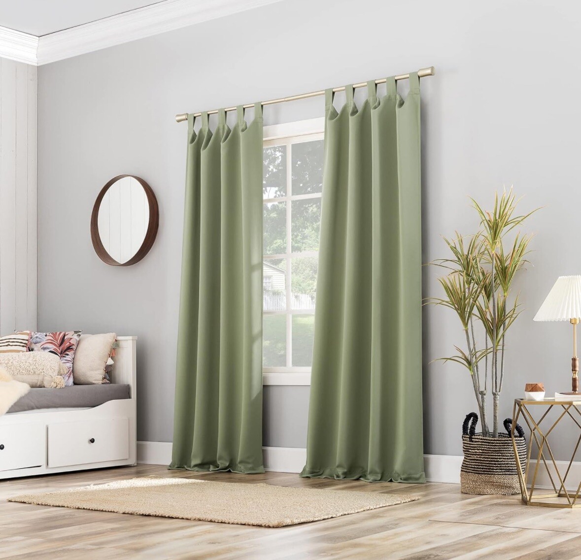 Sun Zero 63x40 Sage Green Farmhouse Cottagecore Curtain Panel-image