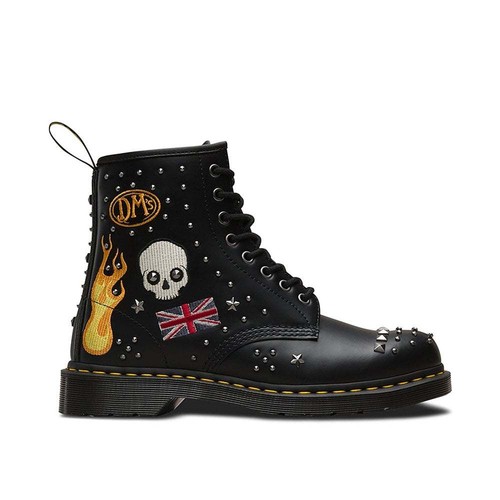 eyelet 8 Black amp; Boots Leather Rock 1460 Dr Martens Unisex Roll 6F88qHx