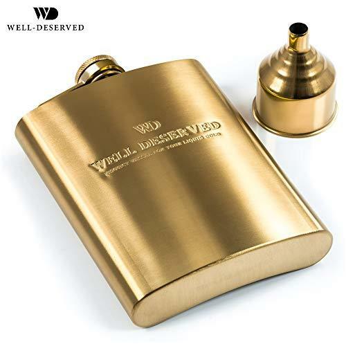 8oz Gold Flachmann für Schnaps + Trichter Set. Bewährtes Geschenk für Männer oder Frauen. Gravur - Bild 9 von 9