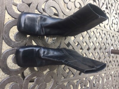 Mima Black Leather Zipper Boots Size 8 (EUR 38)