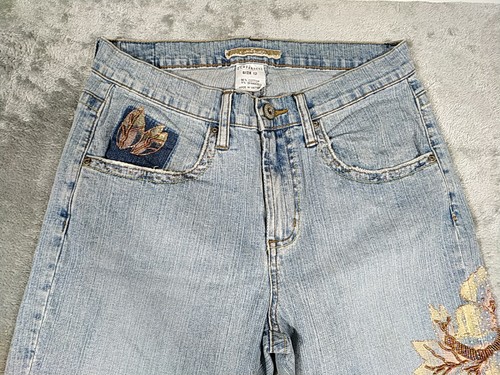 Z Cavaricci Jeans Damen 12 gerade bestickt Perlen Florel Boho Vintage 90er - Bild 9 von 15