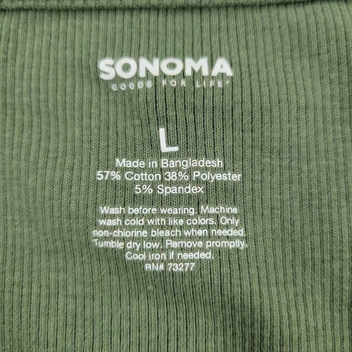 Sonoma Shirt Women's Large Green V-Neck Short Sleeve Top Henley Ribbed Stretch - Picture 11 of 11