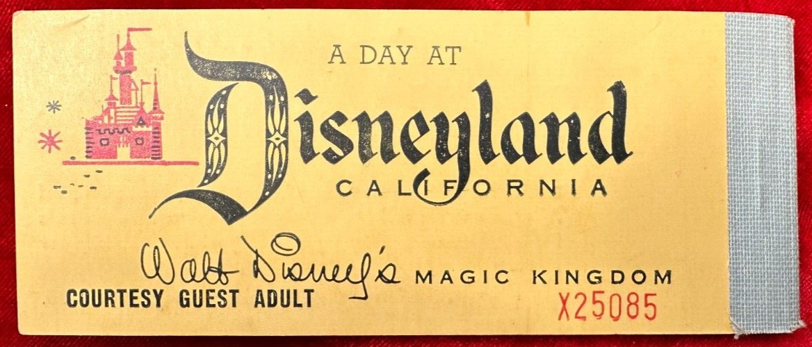 【大注目】 OPENING YEAR! TO ATTACHED STILL TICKET B Disneyland 1955 - アンティーク雑貨